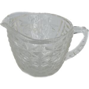 Anchor Hocking Stars And Bars Small Clear Creamer 5 Ounce Pitcher Handle 3" Diam